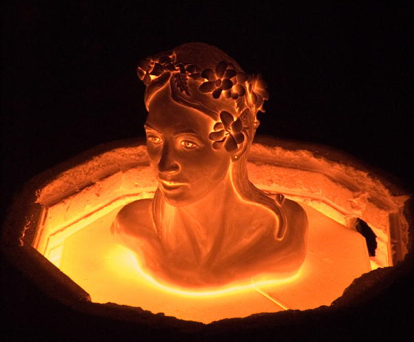 Glowing sculpture head
