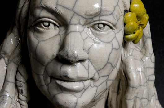 Close-up of Portrait bust of Julia Gibb